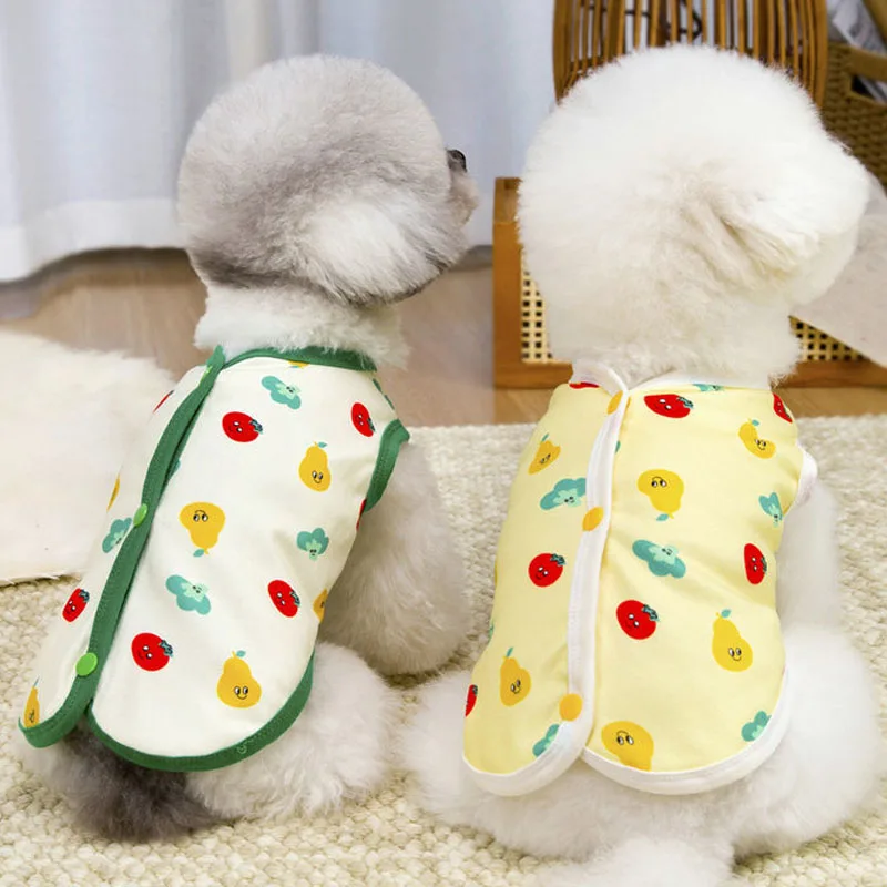 Ropa fina estampada sin mangas para perros pequeños Dachshund Shih Tzu