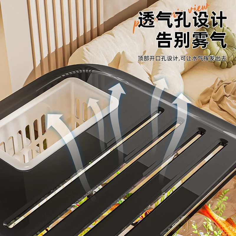 Nuevo pecera con tapa para sala de estar, paisajismo del hogar, tanque ecológico transparente, tanque de tortuga de escritorio, acuario de plástico grande - imagen 4