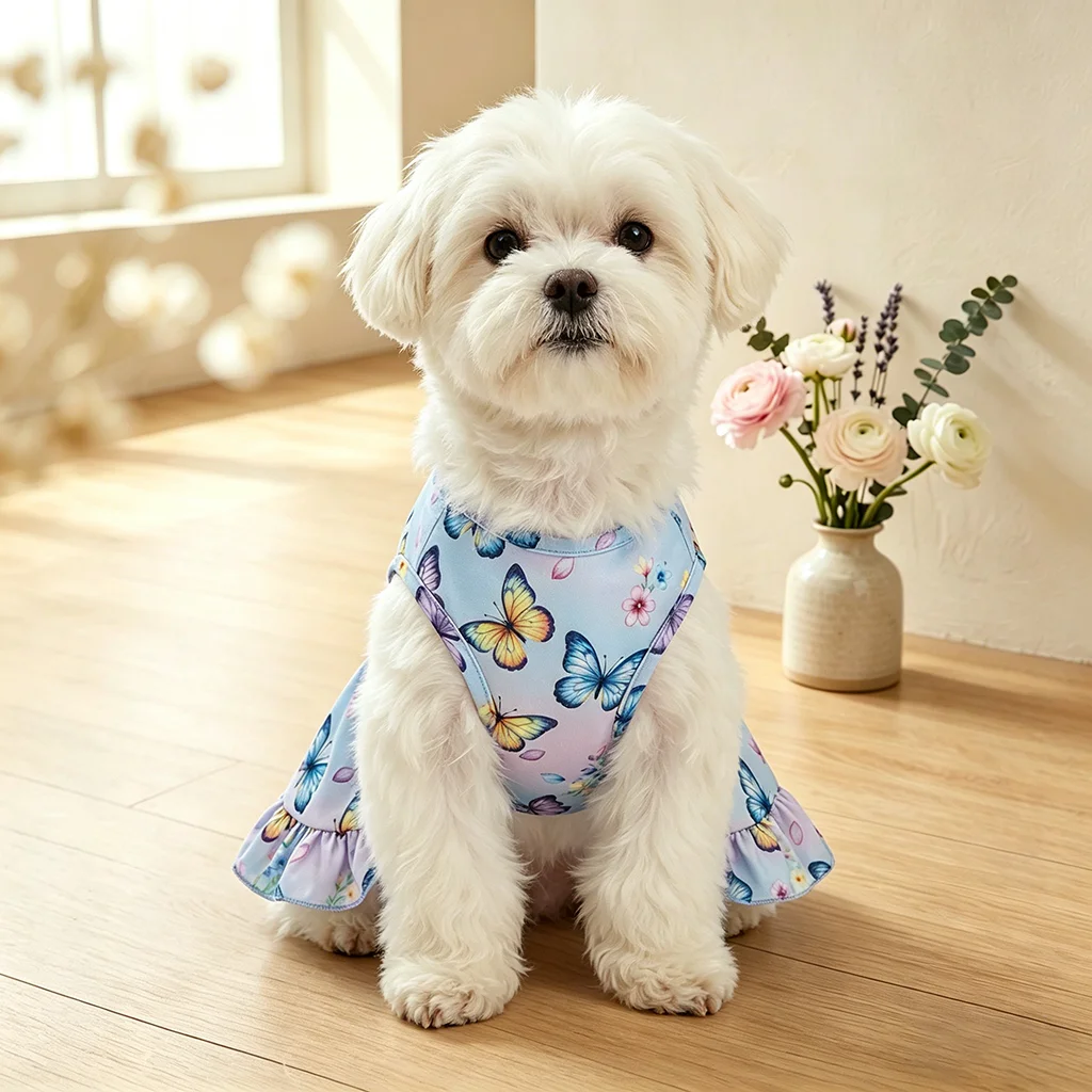 Vestido princesa con mariposas para perros y gatos mini en primavera - imagen 4