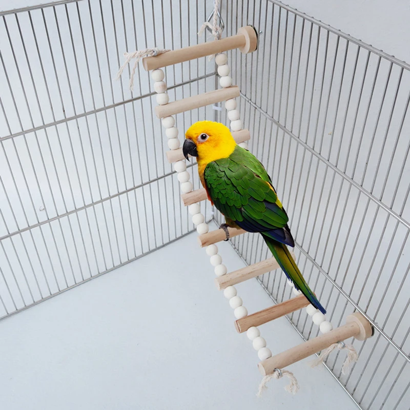Escalera de madera de 5/8 escalones para mascotas, juguete interactivo para loros y pájaros, jaula para hámster, palo de molienda divertido, juguete de escalada, accesorios para pájaros