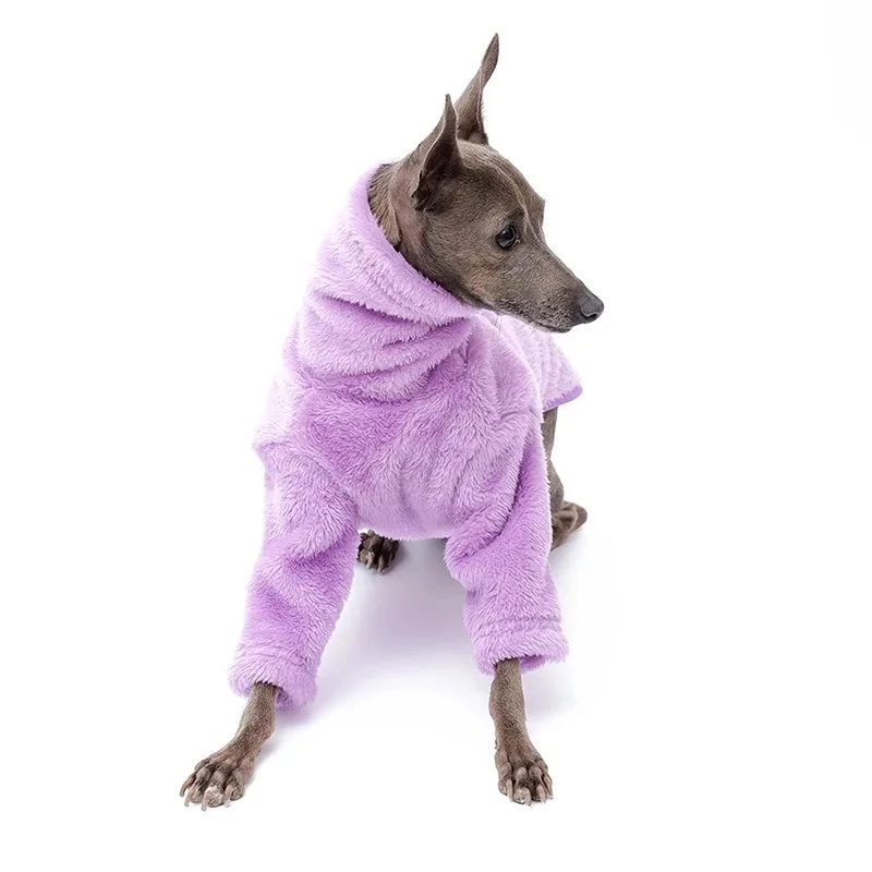 Ropa de Galgo Italiano para invierno, Sudadera con capucha de forro polar suave de terciopelo de doble cara, ropa de cuello alto, Lingtons cálidos - imagen 3