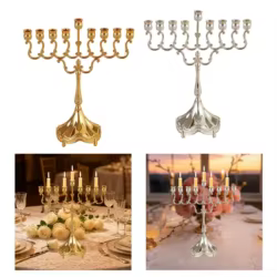 Candelabro de nueve brazos en aleación de zinc - Menorah para bodas