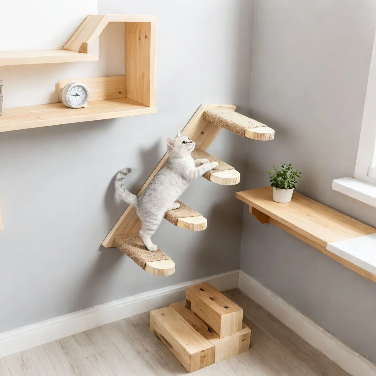 Hamaca de pared con escalones para gatos – Rascador