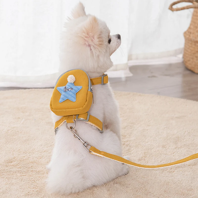 Juego de arnés y correa para perro, mochila extraíble personalizada con bolsa para perros pequeños, Chihuahua, Pomerania, aperitivos para cachorros, suministros para mascotas - imagen 3