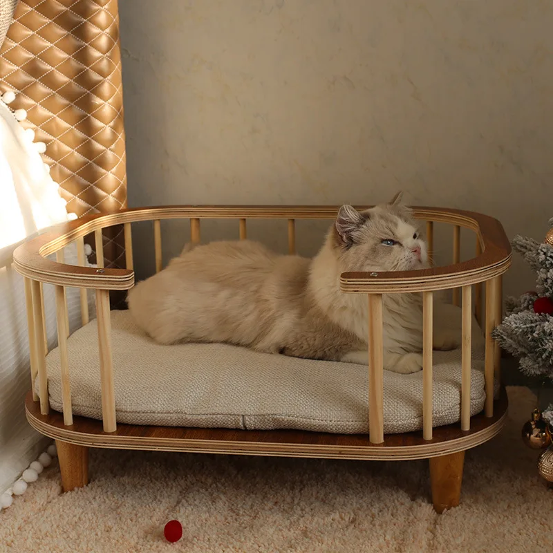 Cama para gatos de madera maciza, transpirable, para las cuatro estaciones, Universal, a prueba de humedad, extraíble, para perros medianos y pequeños - imagen 4