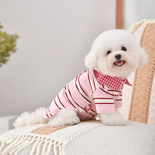 Camiseta a rayas con bufanda para perros: fresca y transpirable - imagen 2