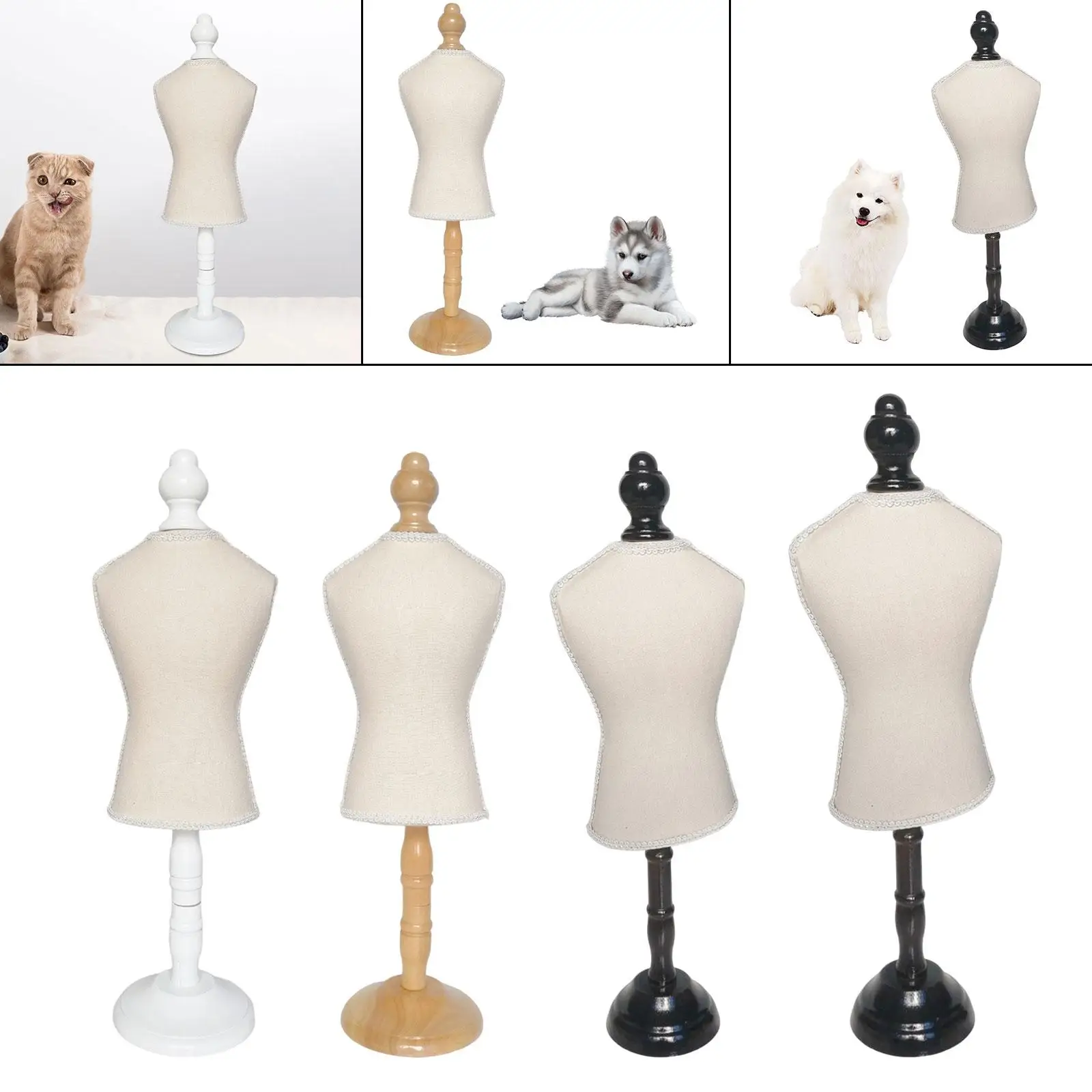 Dog Dress Form Mannequin Dog Clothes Display Stand Wooden Pet Dress Display Mini