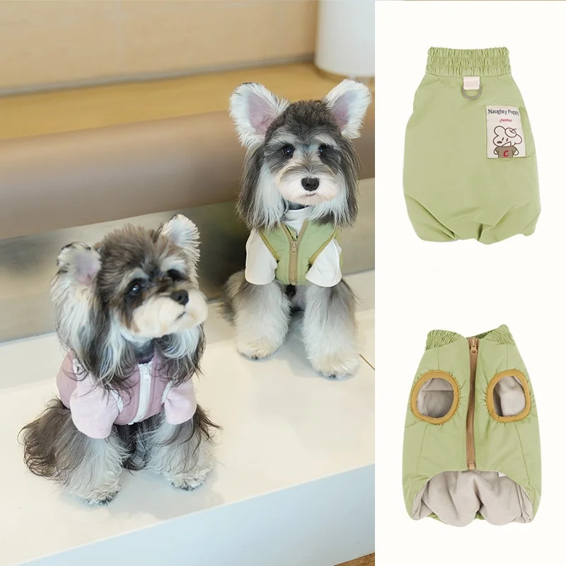 Ropa de invierno para perros con anillo de correa, abrigo de lana para mascotas para clima frío, chaleco cálido para perros, mono suave a prueba de viento, trajes para mascotas