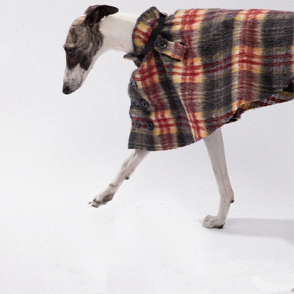Abrigo elegante de estilo británico con cintura ajustable para galgo italiano, capa cálida de lujo a prueba de viento para perro Whippet - imagen 4