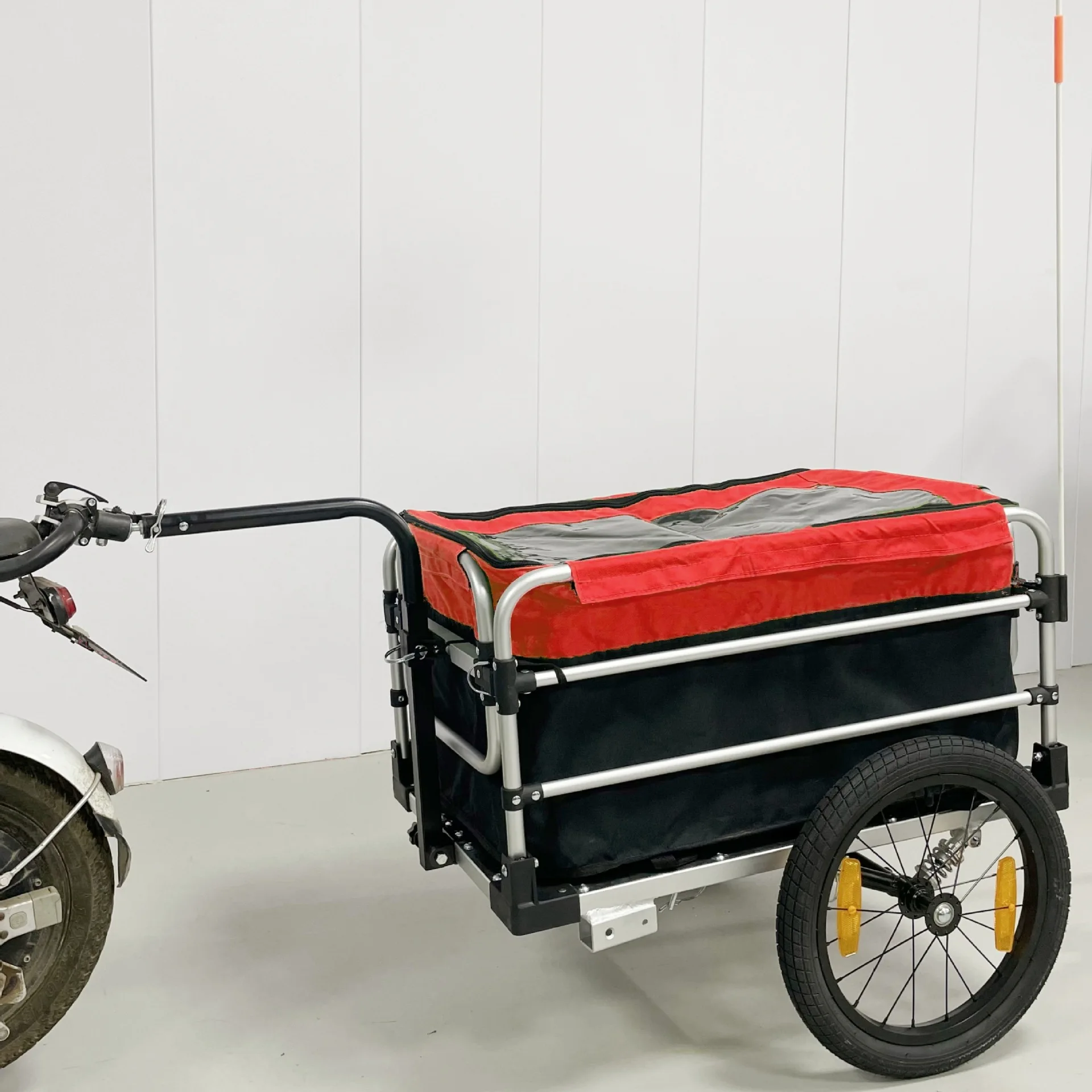 Remolque para mascotas/remolque de bicicleta para vehículo eléctrico/carrito de aleación de aluminio con absorción de impacto tres en uno para viajes al aire libre carga diaria