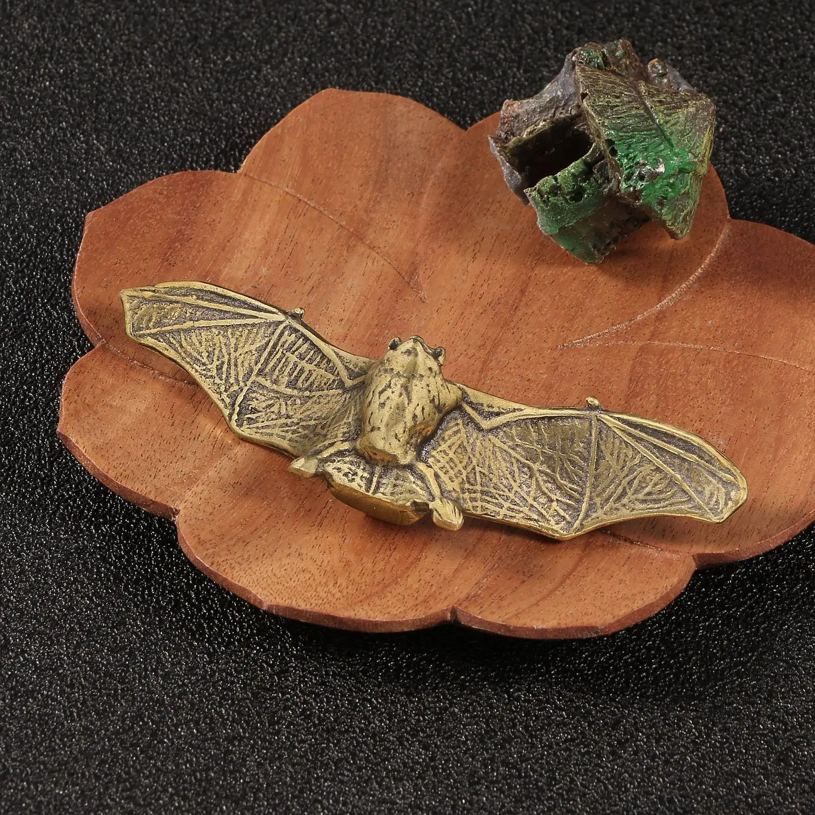 Mini escultura de murciélago de cobre, adorno decorativo resistente, mesa en miniatura para mascotas