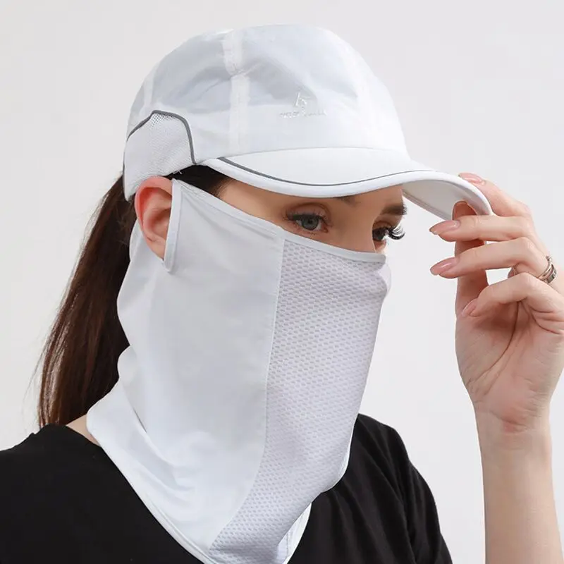 Máscara de seda de hielo con protección UV para verano, babero a prueba de sol, protector solar de Color sólido, bufanda para la cara, bufandas faciales transpirables de malla, cubierta envolvente para el cuello - imagen 4