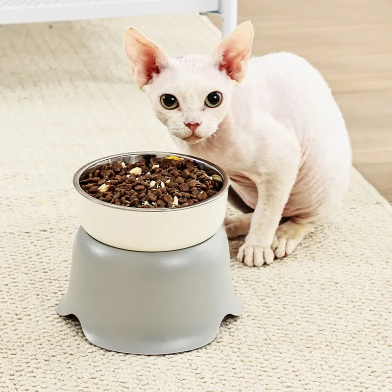 Un nuevo cuenco de flores de cerámica de acero inoxidable con cuello de patas altas, cuenco para perros y gatos, cuenco anti-punta para mascotas - imagen 2