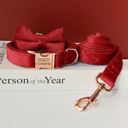 Collar para perro personalizado con corazón rojo y terciopelo
