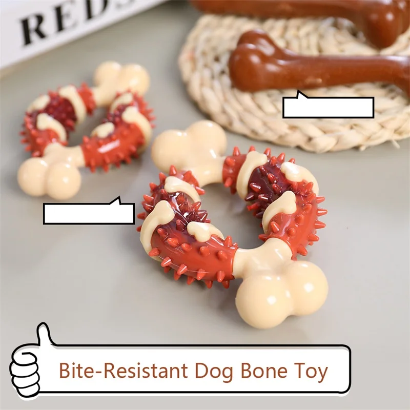 Anillo de juguete para mascotas, Limpieza de dientes, huesos, perros, diseño hueco, suministros para cachorros, juguete para masticar, aperitivos, comida, golosinas - imagen 2