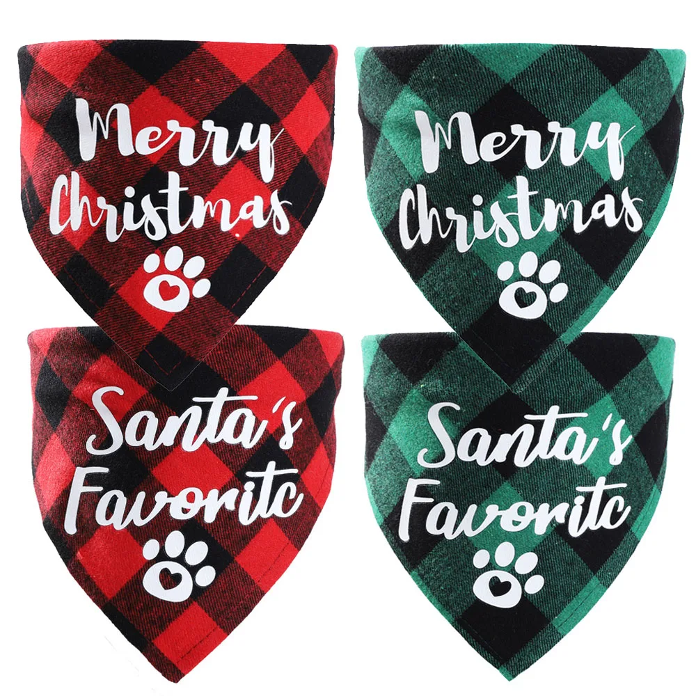 Plaid Dog Bandanas Merry ChristmasPet Towel Cat Accessories Holiday Party For Puppy Pet Supplies Costume Large Dog Accessories - imagen 5