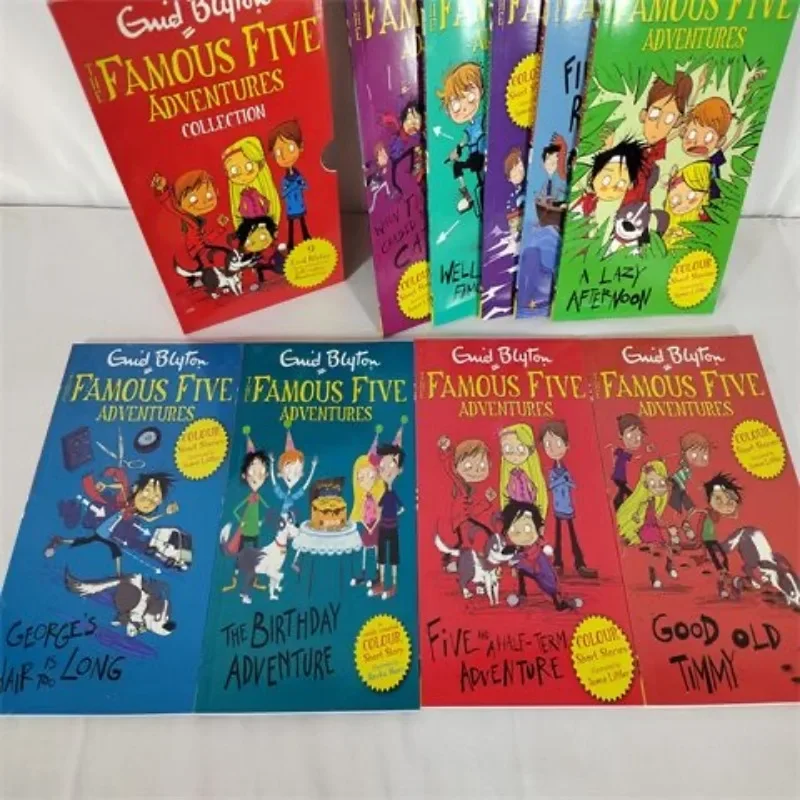9 libros/juego Enid Blyton la famosa colección de cinco aventuras niños libro de imágenes en inglés historias de detectives - imagen 4
