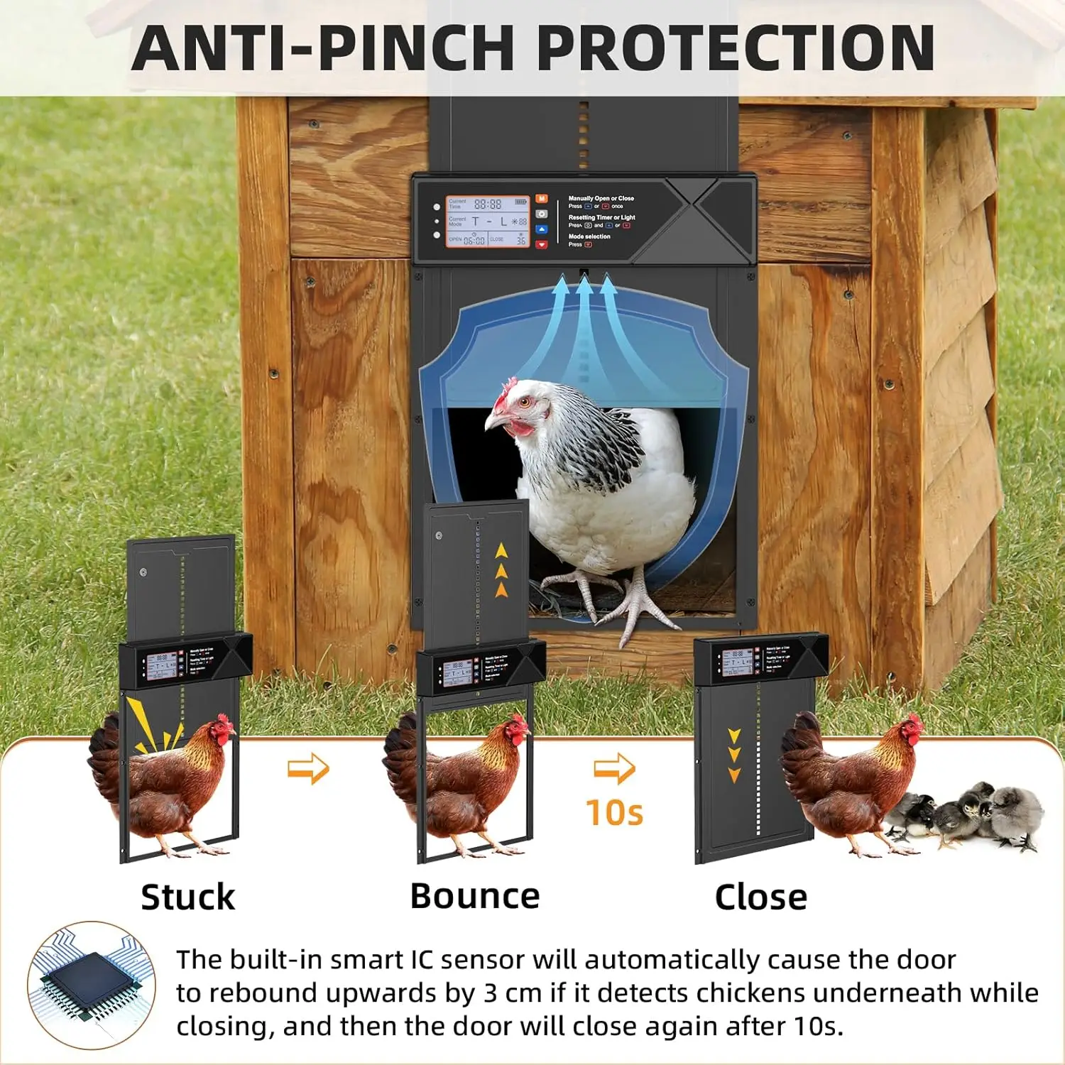 Puerta automática solar para gallinero con temporizador – Aluminio - imagen 4