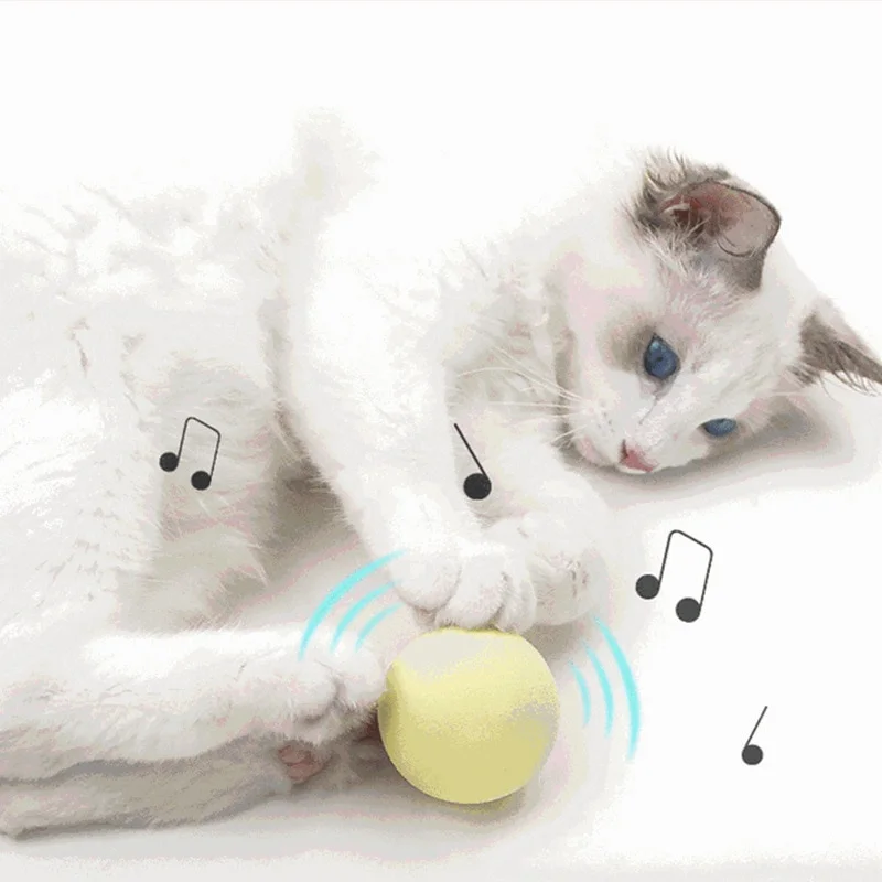 Bola interactiva con chirrido para gatos, juguete eléctrico de felpa con sonido táctil, juguete de entrenamiento con sonidos de animales simulados para gatitos - imagen 2
