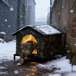 Casa de exterior para gatos con estante y aislamiento termico