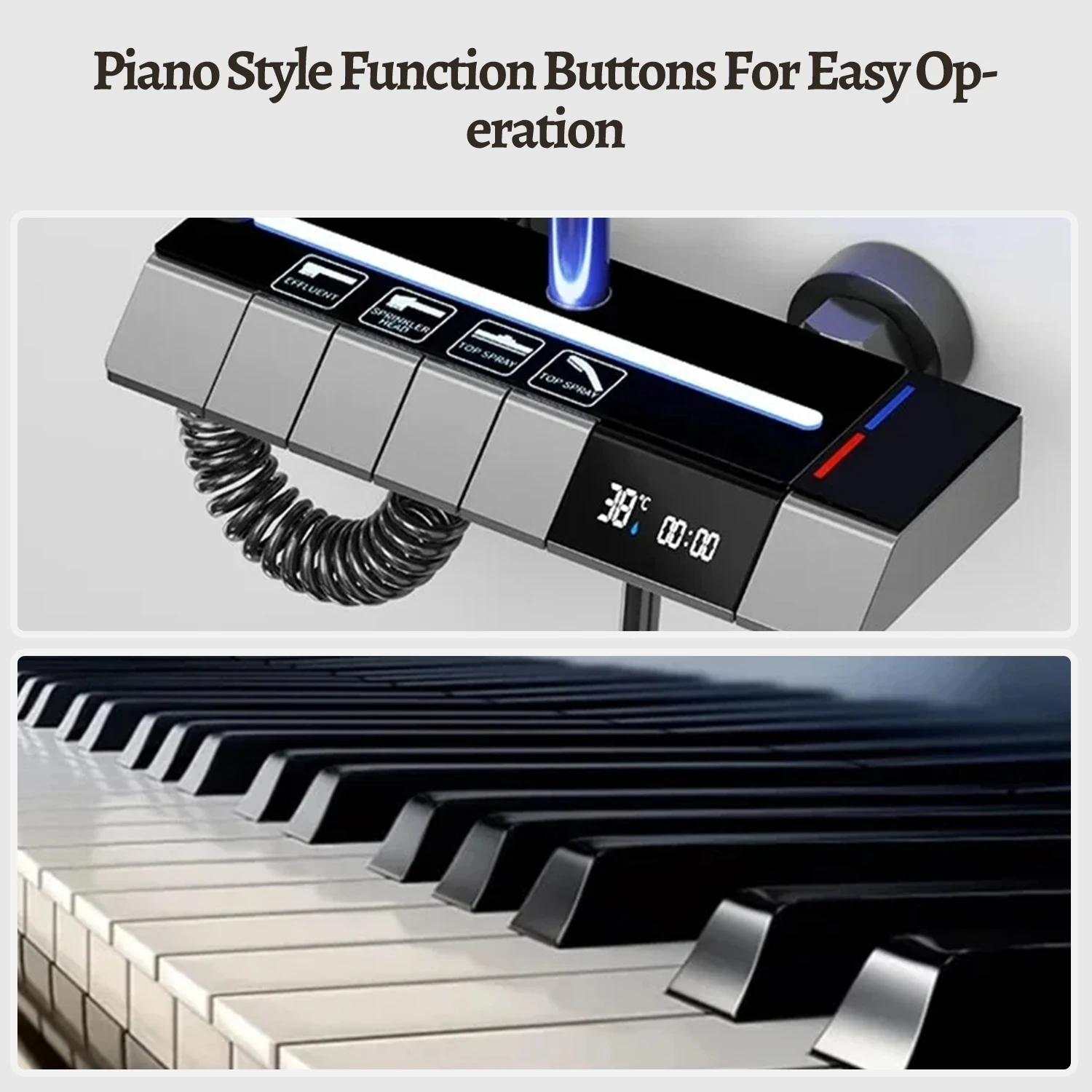 Juego de grifo de ducha con luz LED, termostato de ducha con pantalla Digital, descarga a alta presión, grifos de cobre, duchas para baños - imagen 5