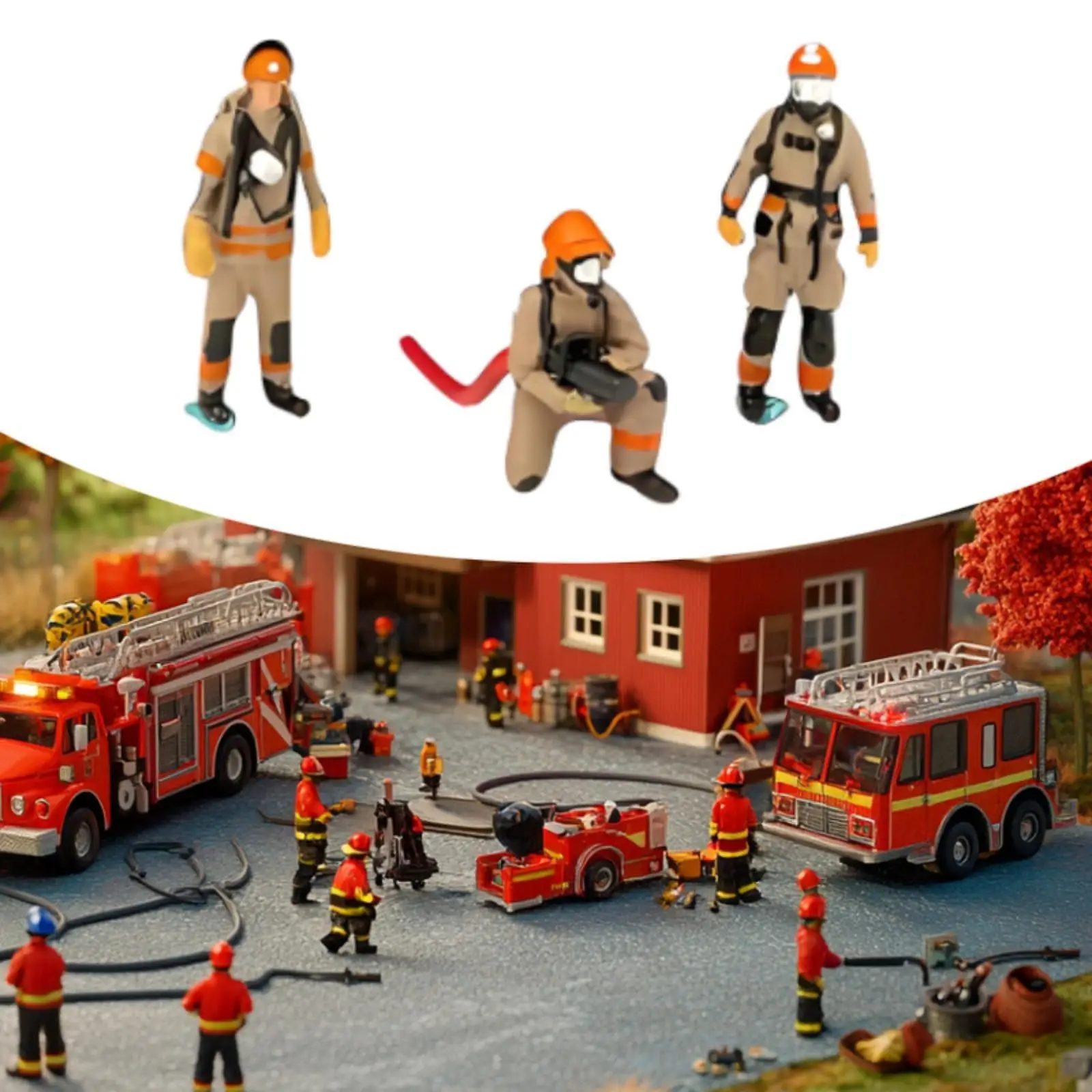 Miniature 1:64 Firefighter Figures Collection Diorama Action Figures Realistic for Scenery Landscape Diorama Decoration Layout