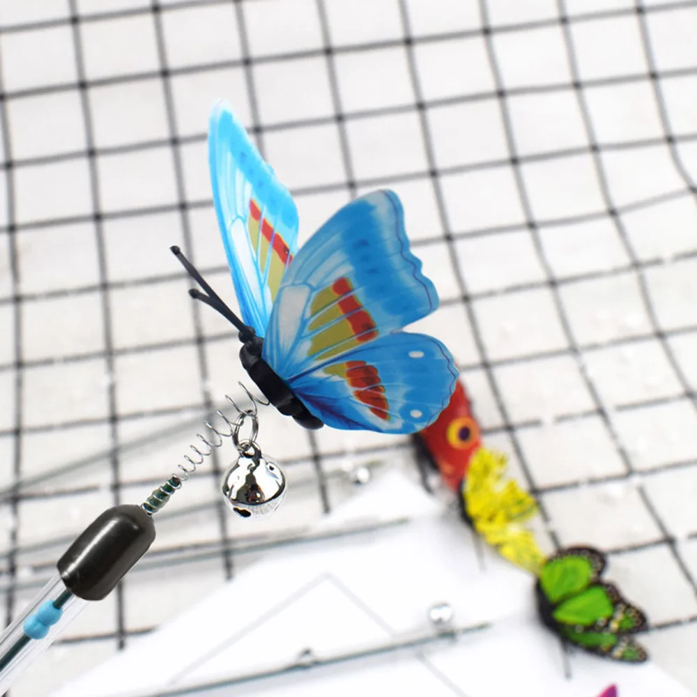 Varita retráctil para gatos con mariposa de resorte, poste extensible para gatos, juguete interactivo para atrapar rascar gatos, - imagen 3