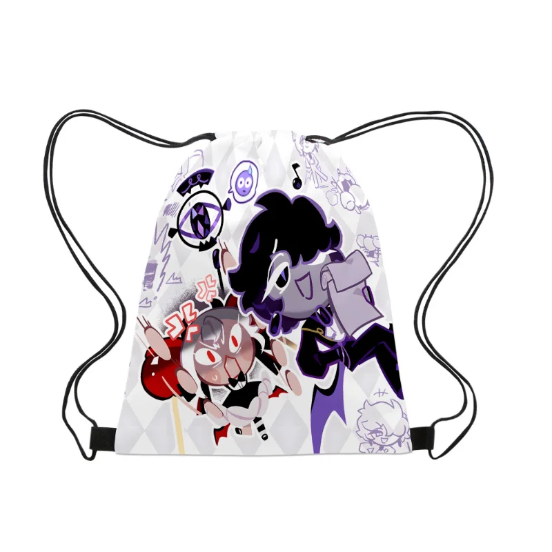 Cookie Run: Kingdom Shadow Milk Cookie Bolsillo con cordón Bolsos de anime Motivo de dibujos animados Mochilas portátiles Bolsa de almacenamiento Juguete de regalo - imagen 2
