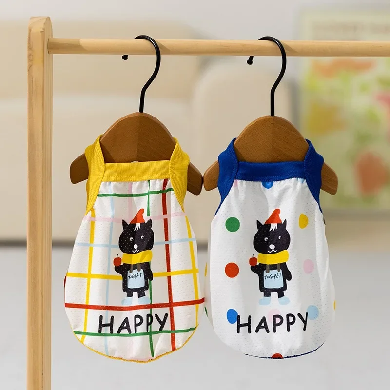 Chaleco de verano para cachorros, ropa de seda helada para perros, bonito oso de Navidad con tirantes, chaleco de peluche fino y fresco, camiseta para cachorros, jersey de dibujos animados