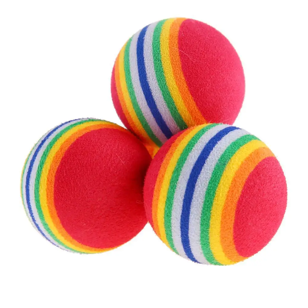 Pelota de juguete Eva de arcoíris para gatos, juego interactivo para perros y gatos, sonajero para masticar, pelotas de entrenamiento Eva para rascar, suministros de productos para mascotas, 1 ud. - imagen 4