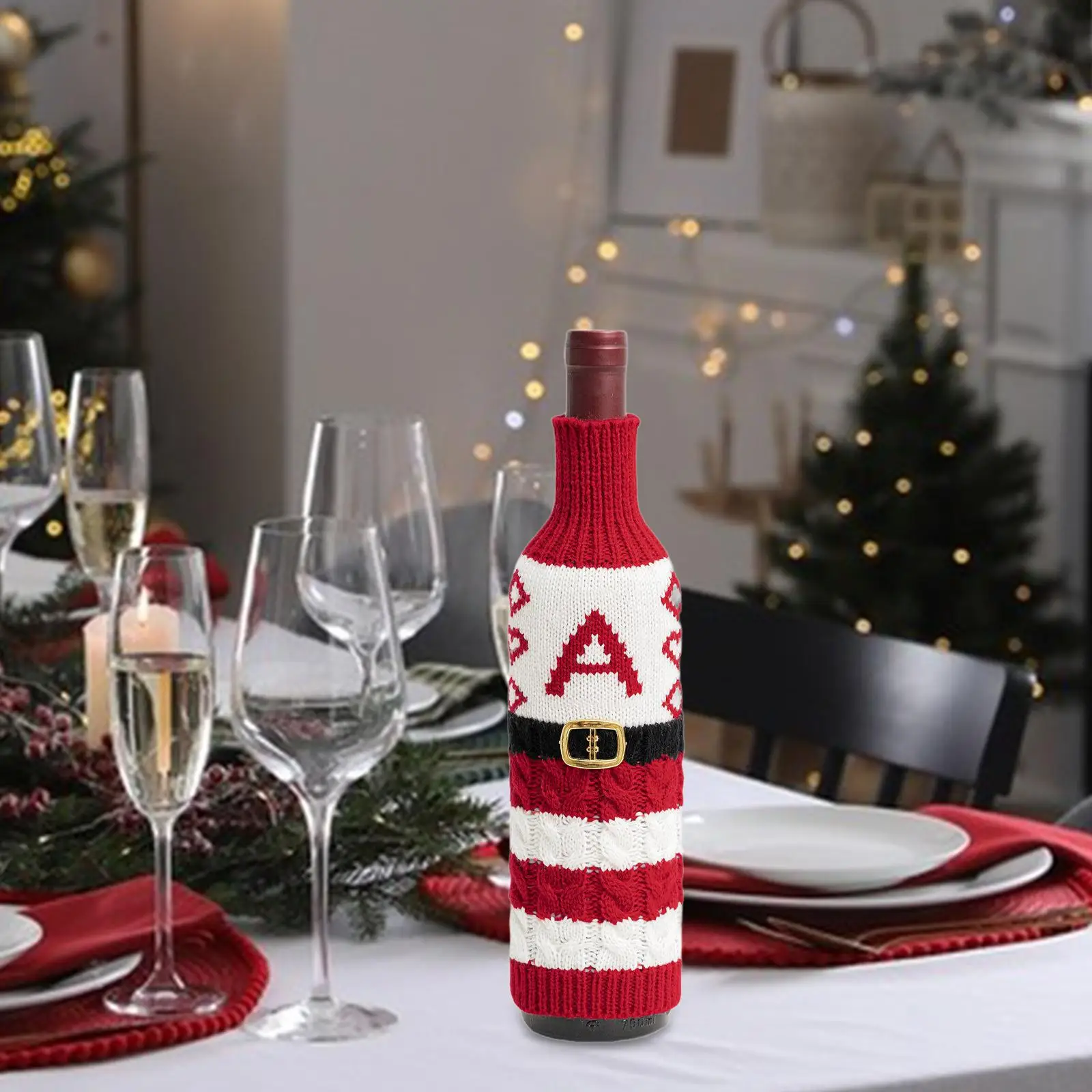 Bolsa de vino navideña festiva, soporte de fibra de poliéster, accesorio navideño para decoraciones y regalos del hogar festivo - imagen 5