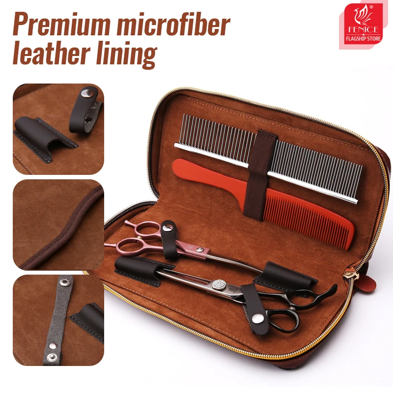 Fenice-estuche de almacenamiento para tijeras de peluquero, salón de belleza PU para bolsa de cuero, estuche portátil para tijeras de corte de pelo, caja de almacenamiento para peluquería - imagen 3