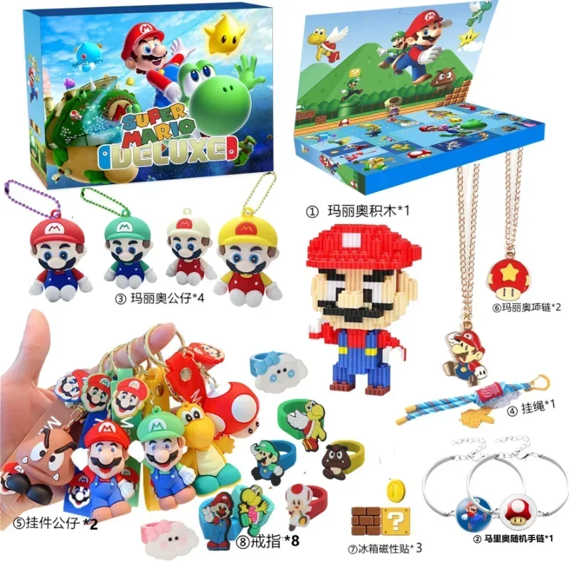 Caja de calendario de Adviento de Super Marios Bros, figura de acción de Anime bonita, adornos de muñecas pequeñas, calendario de Navidad de 24 días, juguete para regalo para niños - imagen 4