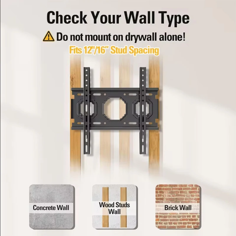 Soporte de montaje en pared para TV de 26-65 pulgadas, soporte Universal fijo para TV LCD LED, ahorro de espacio, carga máxima VESA de 400x400mm, soporte fijo para TV de 50kg - imagen 4