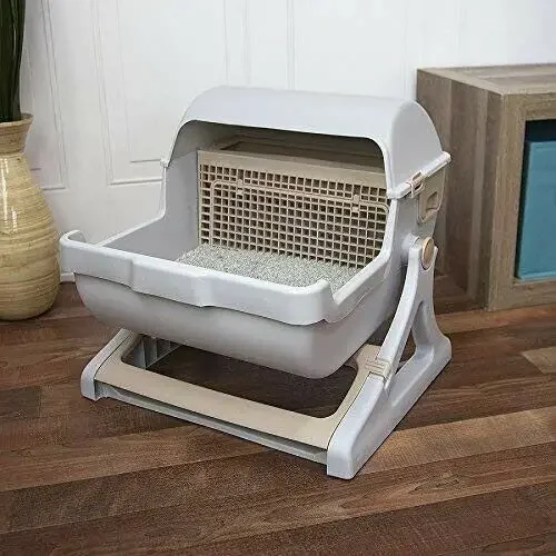 Caja de arena semiautomática de limpieza rápida para Mascotas, caja de arena de lujo para gatos, Kit de entrenamiento de artículos de arenero, ropa de cama, sartenes para Mascotas - imagen 4