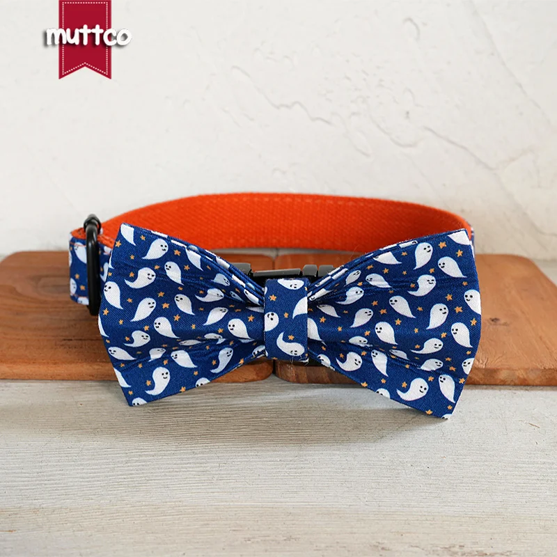 Collar de perro con hebilla de metal grabada MUTTCO, collar con etiqueta de identificación de perro personalizado con fantasma blanco bonito, placa de identificación de 5 tamaños, antipérdida para mascotas UDC212 - imagen 4