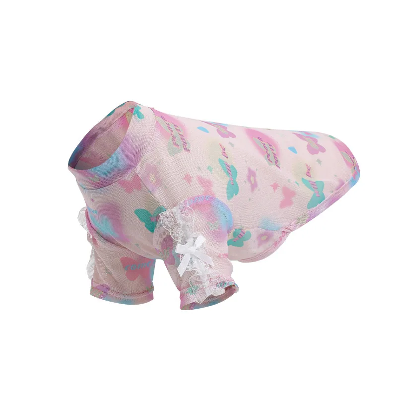 Spring Lace Short Sleeved Cat Pet Mesh Clothes Dog Sunscreen Shirt Puppy Clothes Cooling Vest for Dog - imagen 5