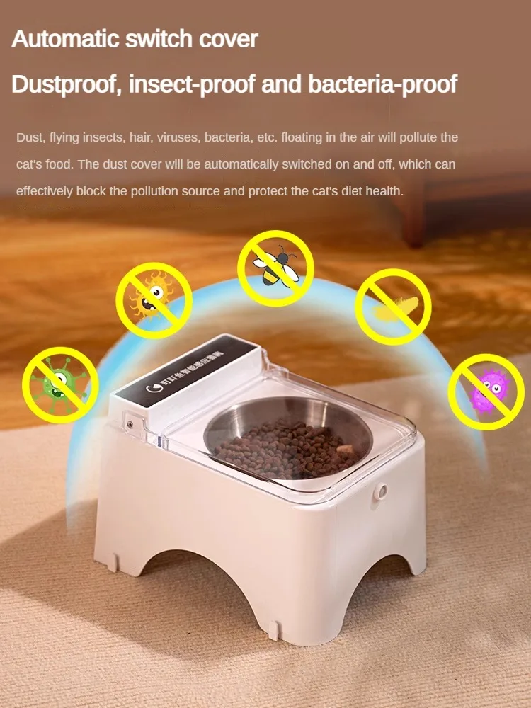 Cuenco inteligente para gatos, cuenco alimentador para mascotas, alimentador de comida para perros y gatos, Sensor infrarrojo, cubierta abierta automática, alimentador inteligente, dispensador de comida para gatos antivirus - imagen 3