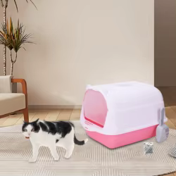 WC cerrado para gato: bandeja anti-salpicaduras y portátil