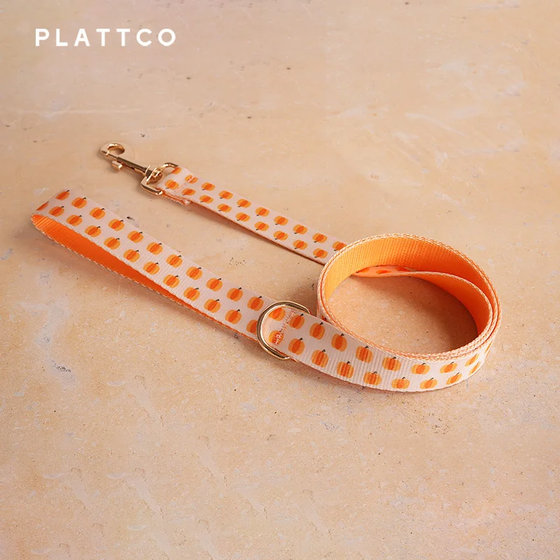 PLATTCO Pack collar y correa con estampado de calabaza para perro - imagen 3