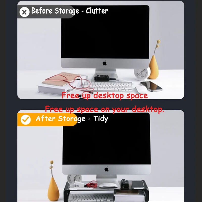 Soporte de escritorio para Monitor de ordenador BEISHI, reductor de tensión en el cuello con extensor de concentrador Usb, estante de marco elevado, Base de almacenamiento para pantalla de escritorio - imagen 4