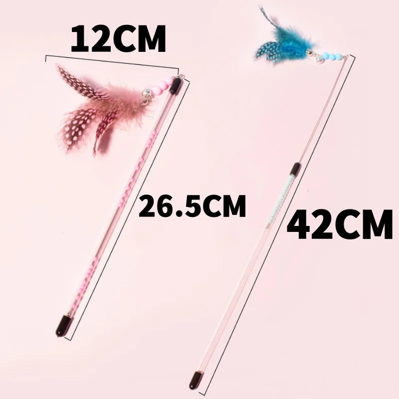 Juguetes interactivos para gatos con campana, palos de plumas con mango retráctil, productos para mascotas - imagen 5