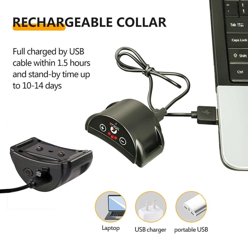 Dispositivo antiladridos para perros, Collar de entrenamiento con vibración para mascotas, recargable, sin descargas estáticas, Control de perros, Collar impermeable para perros - imagen 3