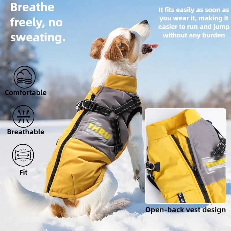 Abrigo para perro con anillo, ropa cálida de invierno para perros, algodón, cómoda, impermeable, a prueba de viento, ropa acolchada para perros, disfraz para cachorros - imagen 2