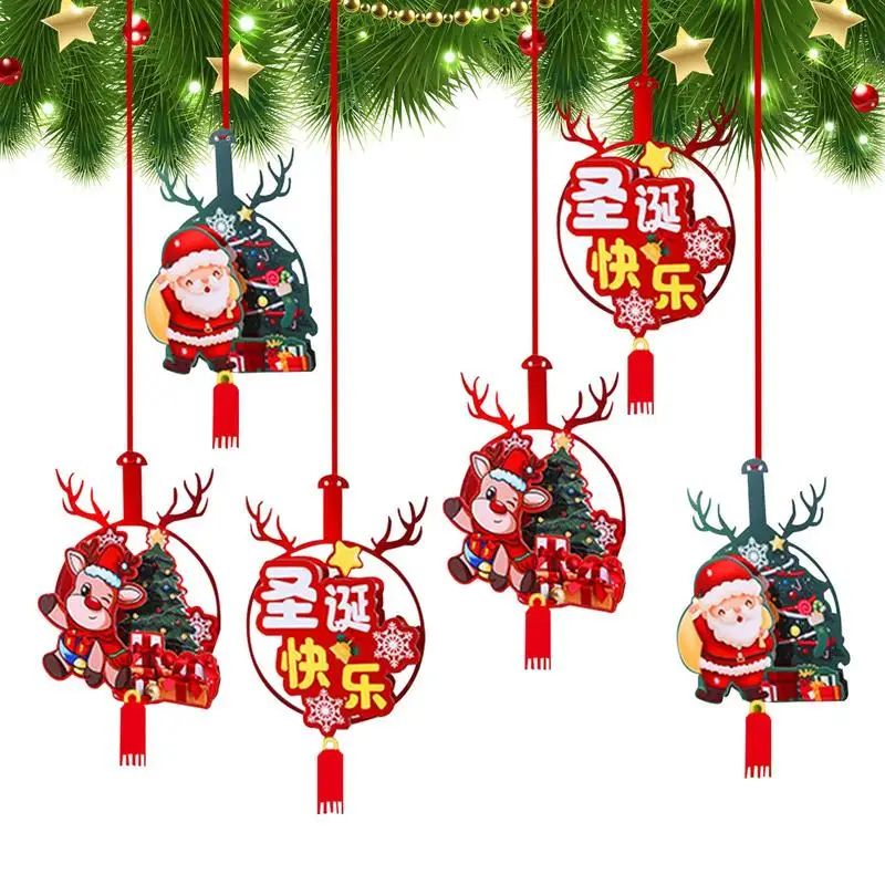 Adornos navideños de madera de personajes chinos, decoración de árbol de Navidad, exquisita artesanía de madera, árbol de Navidad de madera resistente - imagen 5