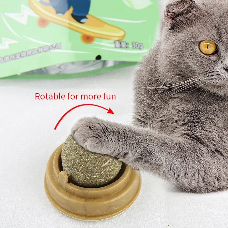 Bola adhesiva de pared con hierba gatera para gatos - rascador - imagen 4