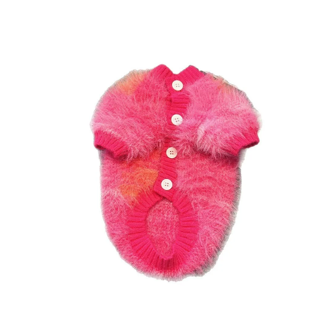 Otoño e Invierno cálido suéter para mascotas cárdigan de punto de felpa gato Schnauzer abrigo de peluche ropa para perros pequeños