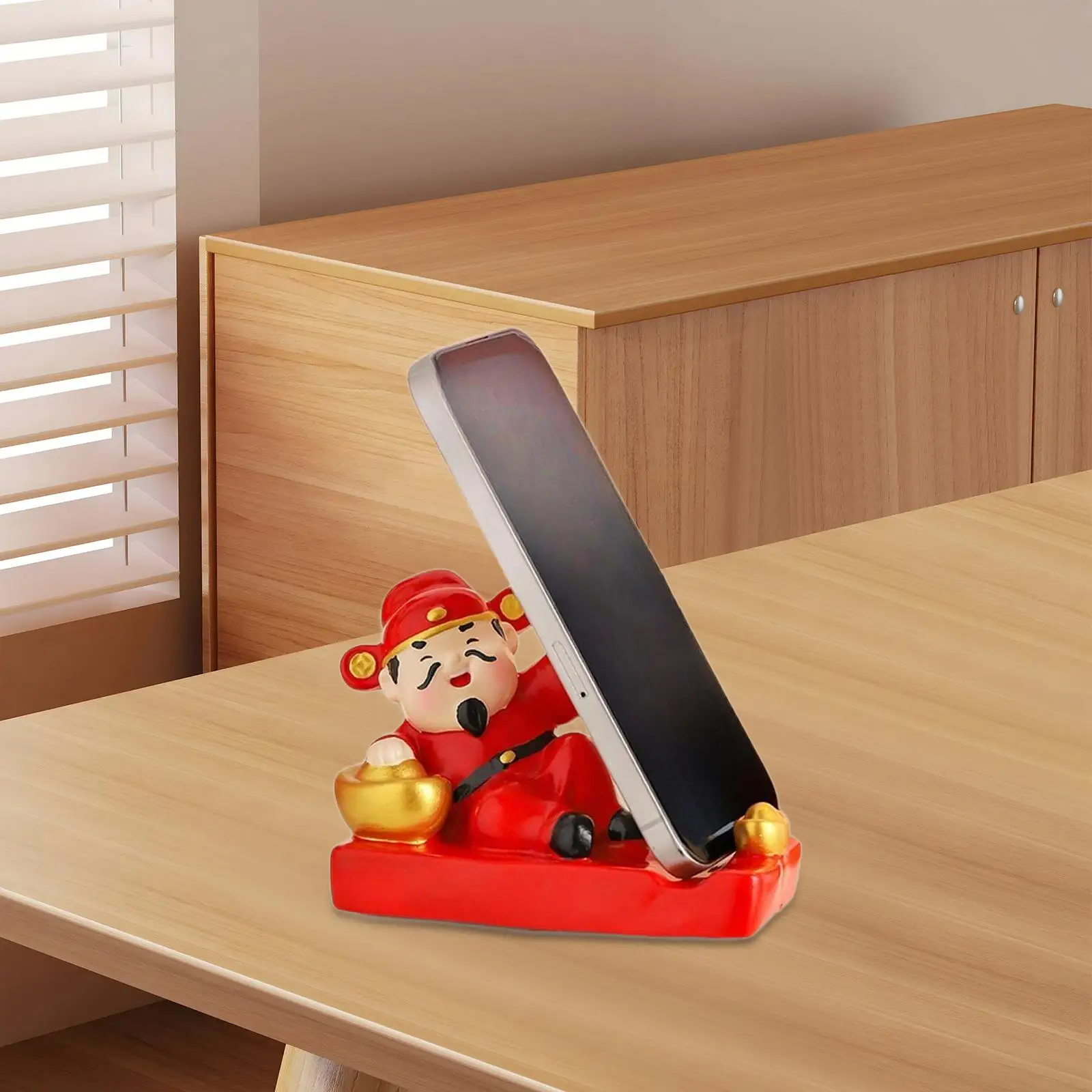 Adorno de Dios de la riqueza, estatua, soporte para teléfono de escritorio, decoración creativa, práctico, regalo de Año Nuevo, estatuilla - imagen 3