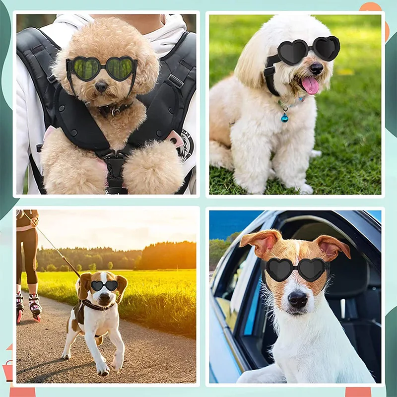 Gafas de sol corazón ajustables para perros pequeños y gatos – UV