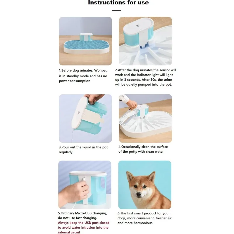 กระโถนสุนัขอัจฉริยะ WonPad ปราศจากแผ่นฉี่แบบใช้แล้วทิ้ง!การตรวจจับฉี่อัตโนมัติ! การรวบรวมฉี่อัจฉริยะด้วยการปล่อยคาร์บอนต่ํา - imagen 5